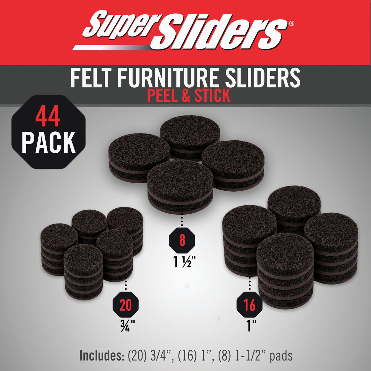 Super Sliders Felt Combo Brown Furniture Pad Variety Assortment (44-Piece) Image 2