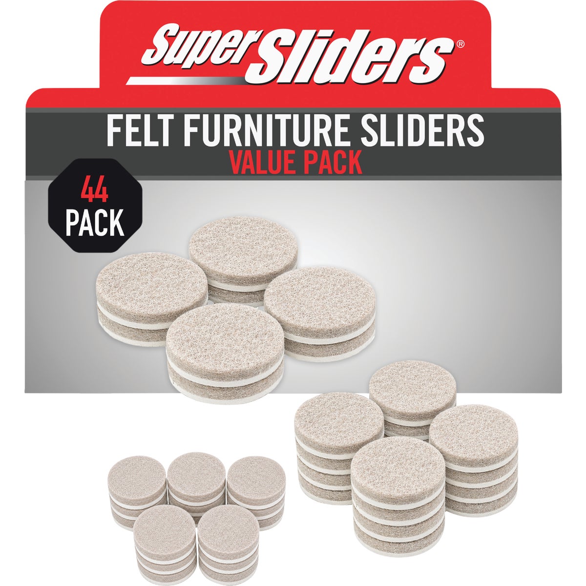 Super Sliders Felt Combo Oatmeal Furniture Pad Variety Assortment (44-Piece)