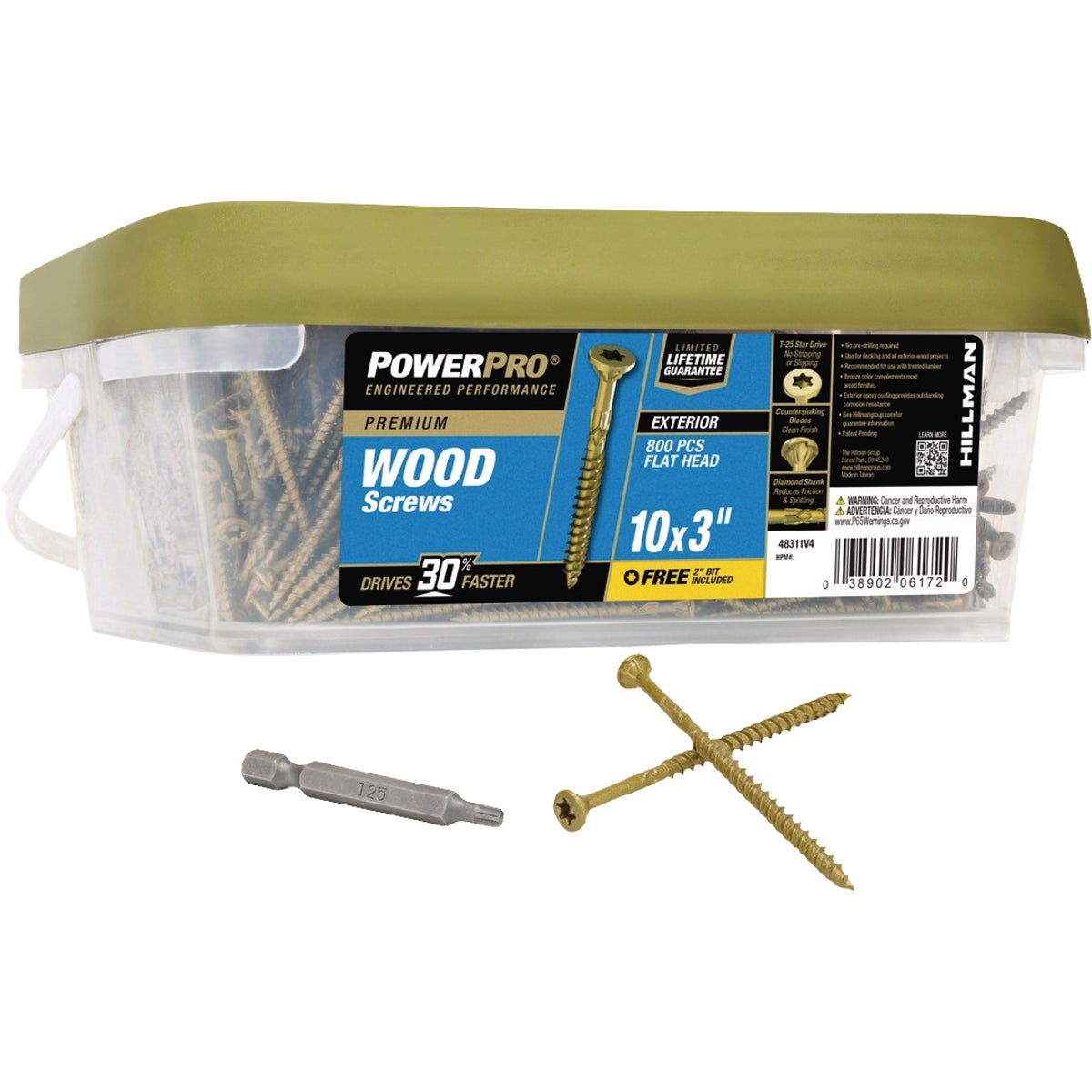 Hillman PowerPro #10 x 3 In. Premium Exterior Wood Screw (800-Count)