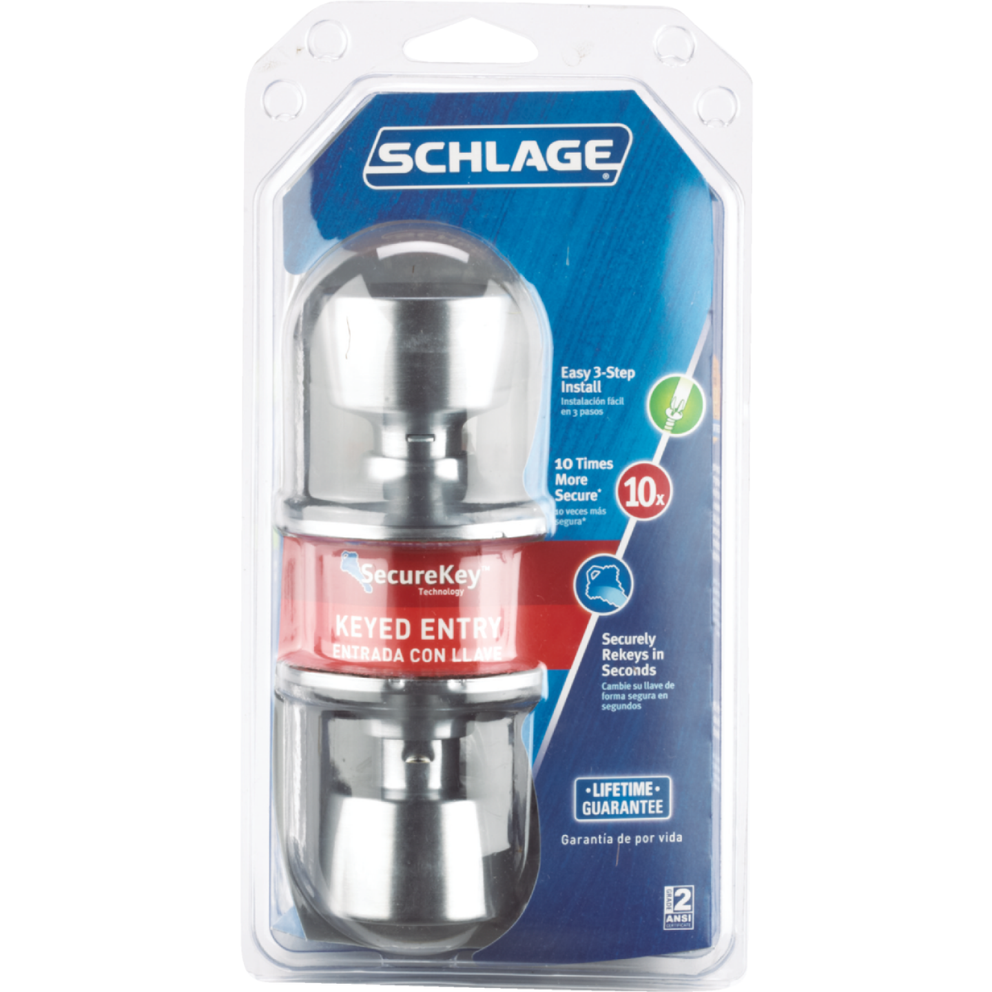 Schlage Bell Satin Chrome Entry Door Knob Image 2