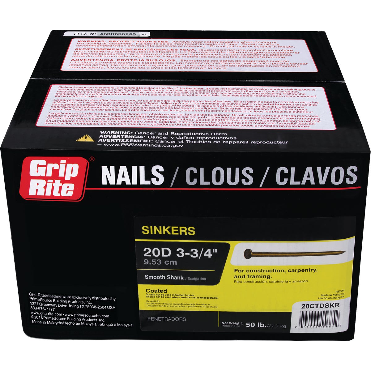 Grip-Rite 3-3/4 In. x 7 ga x 20d Coated Sinker Framing Nails (40-Count) Image 1