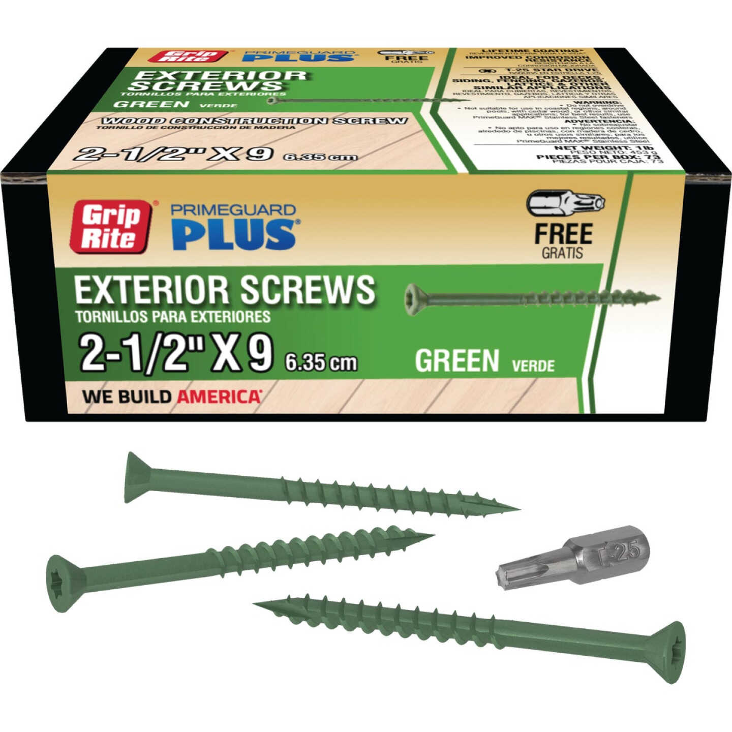 Grip-Rite PrimeGuard Plus 2-1/2 In. x 9 ga Star Drive Green Self-Drilling Exterior Screw (1 Lb.) Image 1