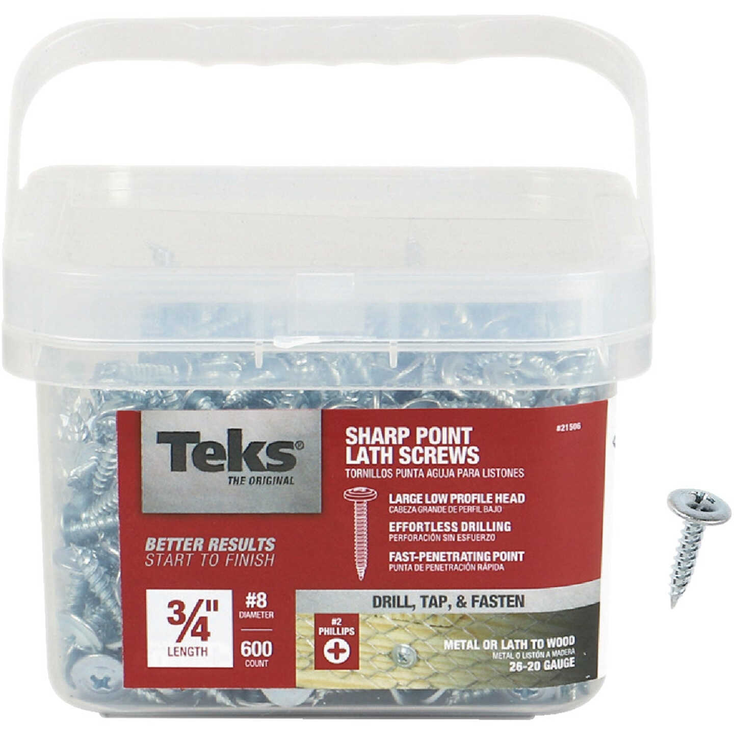 Teks #8 x 3/4 In. Modified Truss Head Sharp Point Lath Screw (600-Count) Image 1