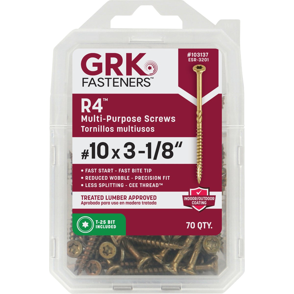 GRK R4 #10 x 3-1/8 In. Star Drive Multi-Purpose Wood Screw (70-Count) Image 6