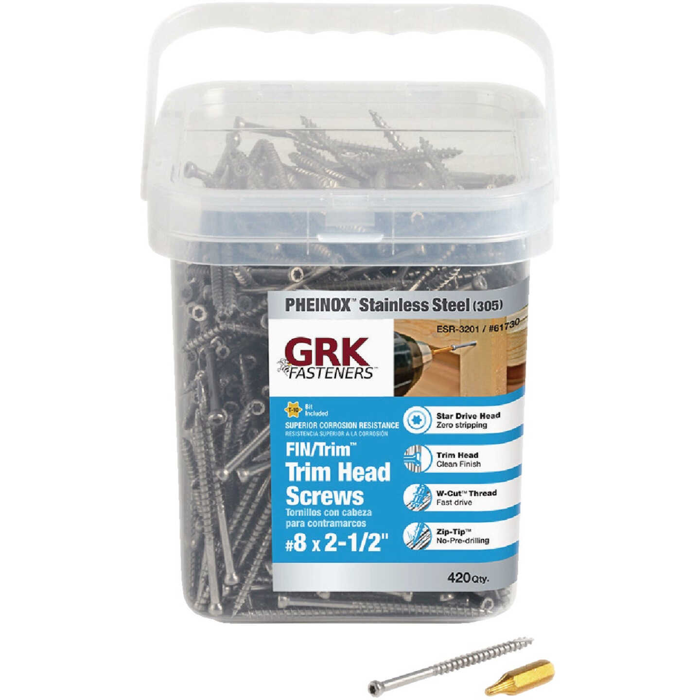 GRK #8 x 2-1/2 In. Star Drive Stainless Steel Trim Screw (420-Count) Image 1