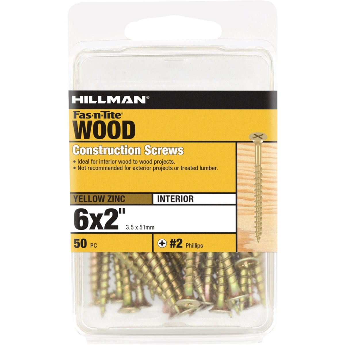 Hillman Fas-n-Tite #6 x 2 In. Phillips Bugle Head Interior Construction Wood Screw (50-Count)