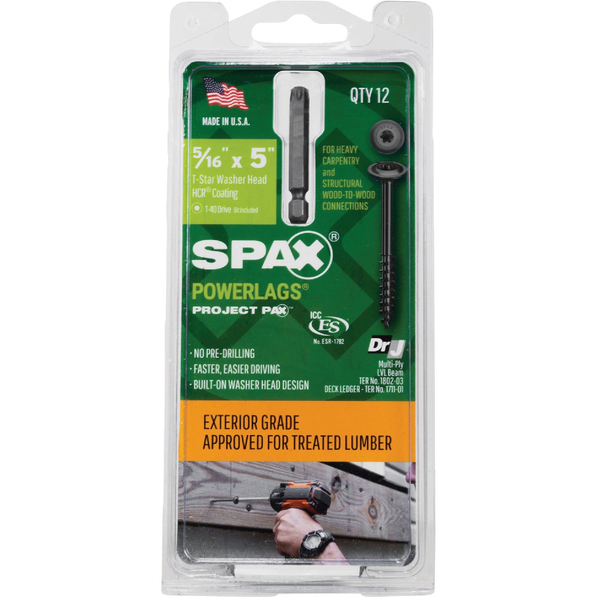 SPAX PowerLags 5/16 In. x 5 In. T40 Washer Head HCR (Exterior Rated) Lag Screw (12-Count) Image 5