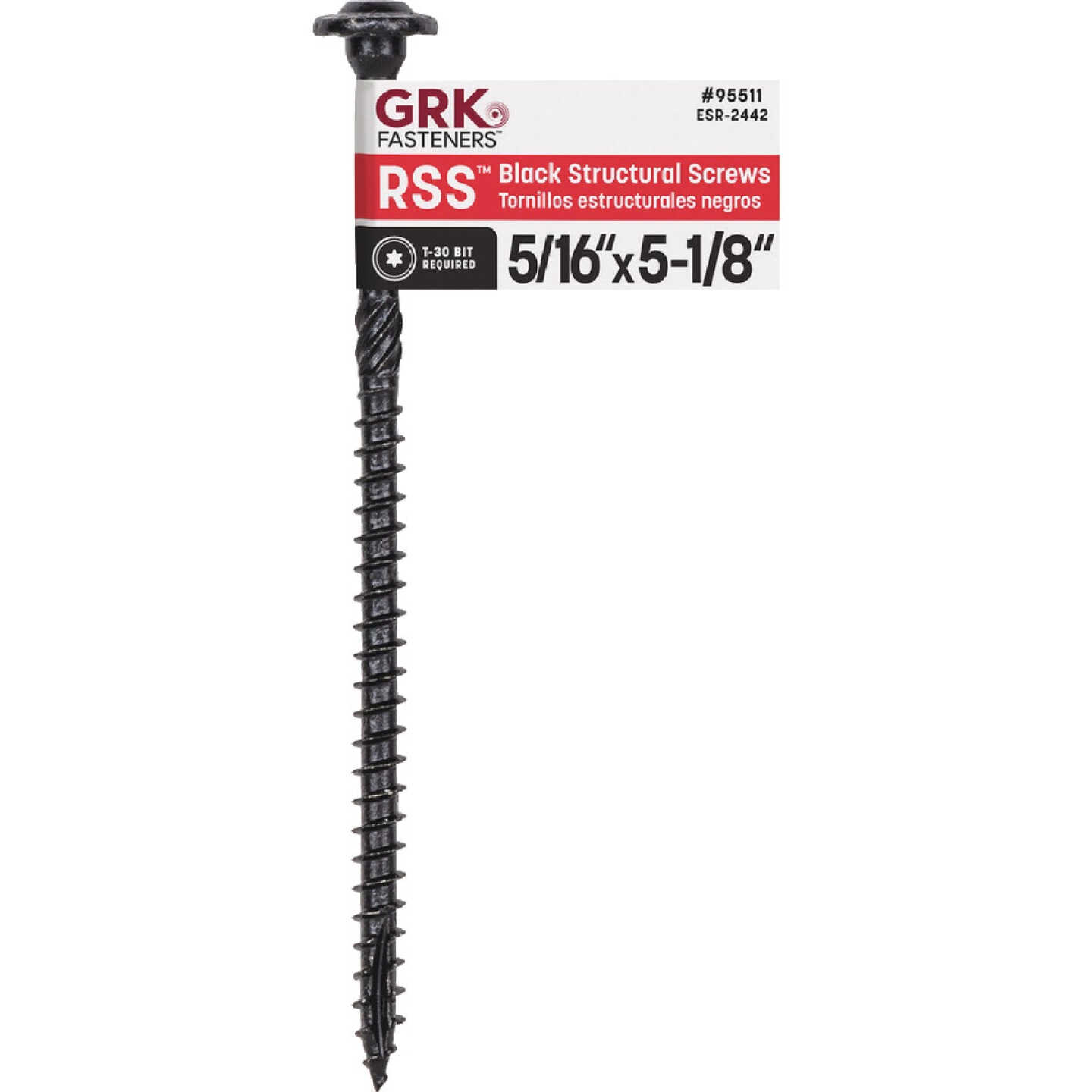 GRK RSS 5/16 In. x 5-1/8 In. Star Drive Washer-Head Black Structure Screw Image 1