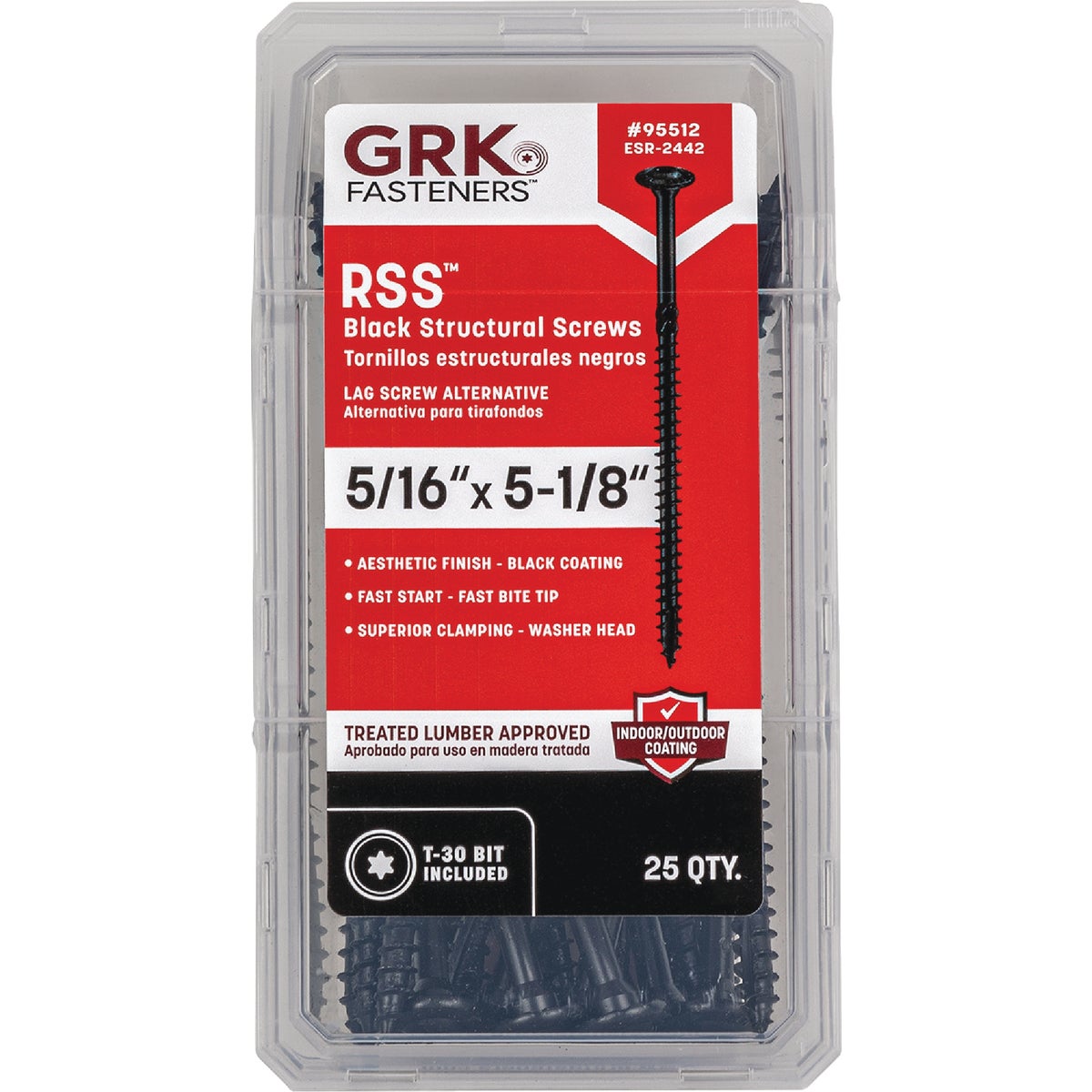 GRK RSS 5/16 In. x 5-1/8 In. Star Drive Washer-Head Black Structure Screw (25-Count) Image 2