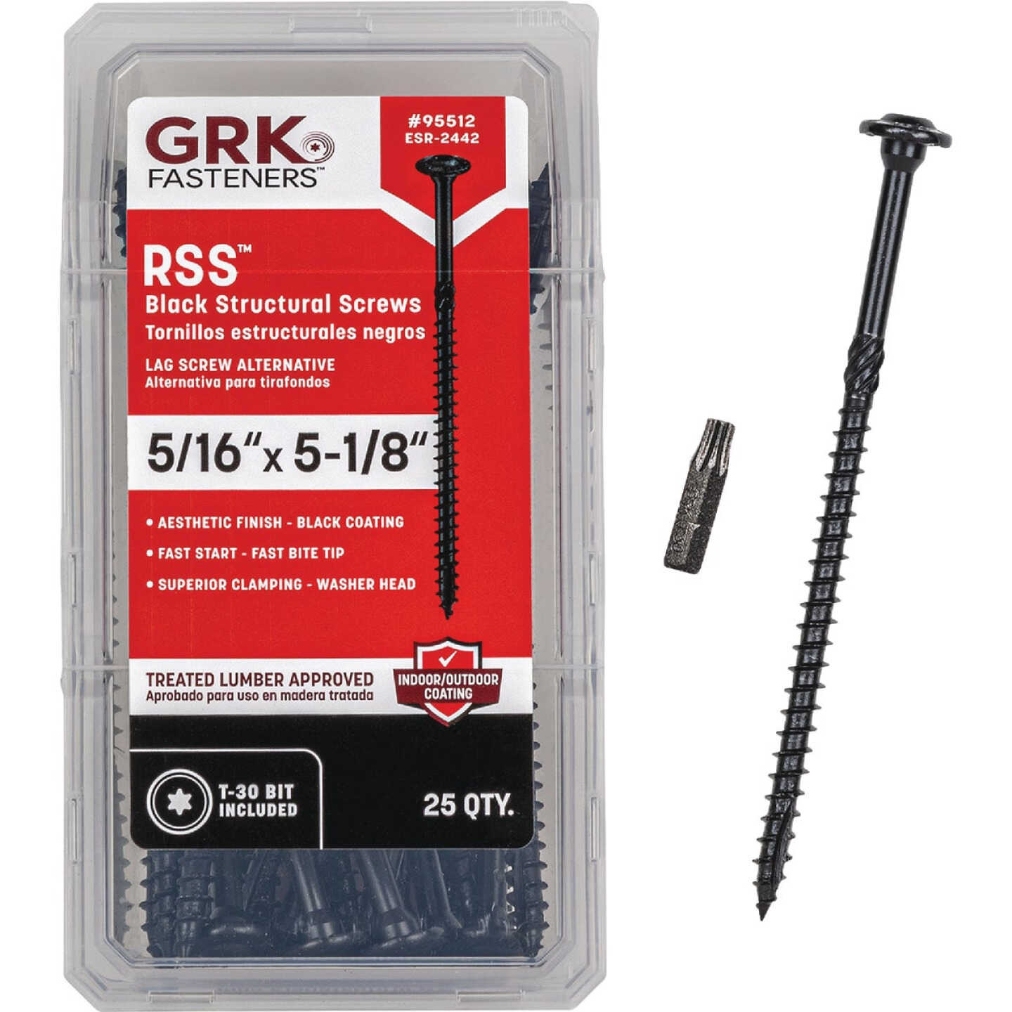 GRK RSS 5/16 In. x 5-1/8 In. Star Drive Washer-Head Black Structure Screw (25-Count) Image 1