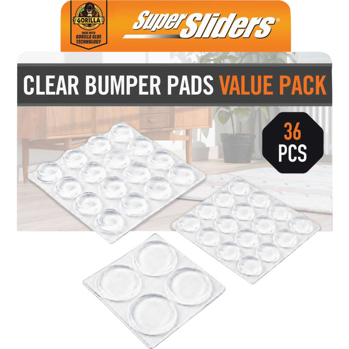 Super Sliders Gorilla Glue Clear Round Furniture/Wall Bumpers (36-Count) Image 1