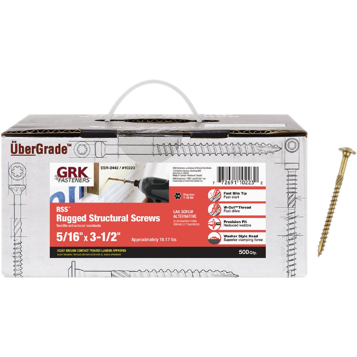 GRK RSS Rugged 5/16 In. x 3-1/2 In. Star Drive Washer-Head Structure Screw (500-Count)