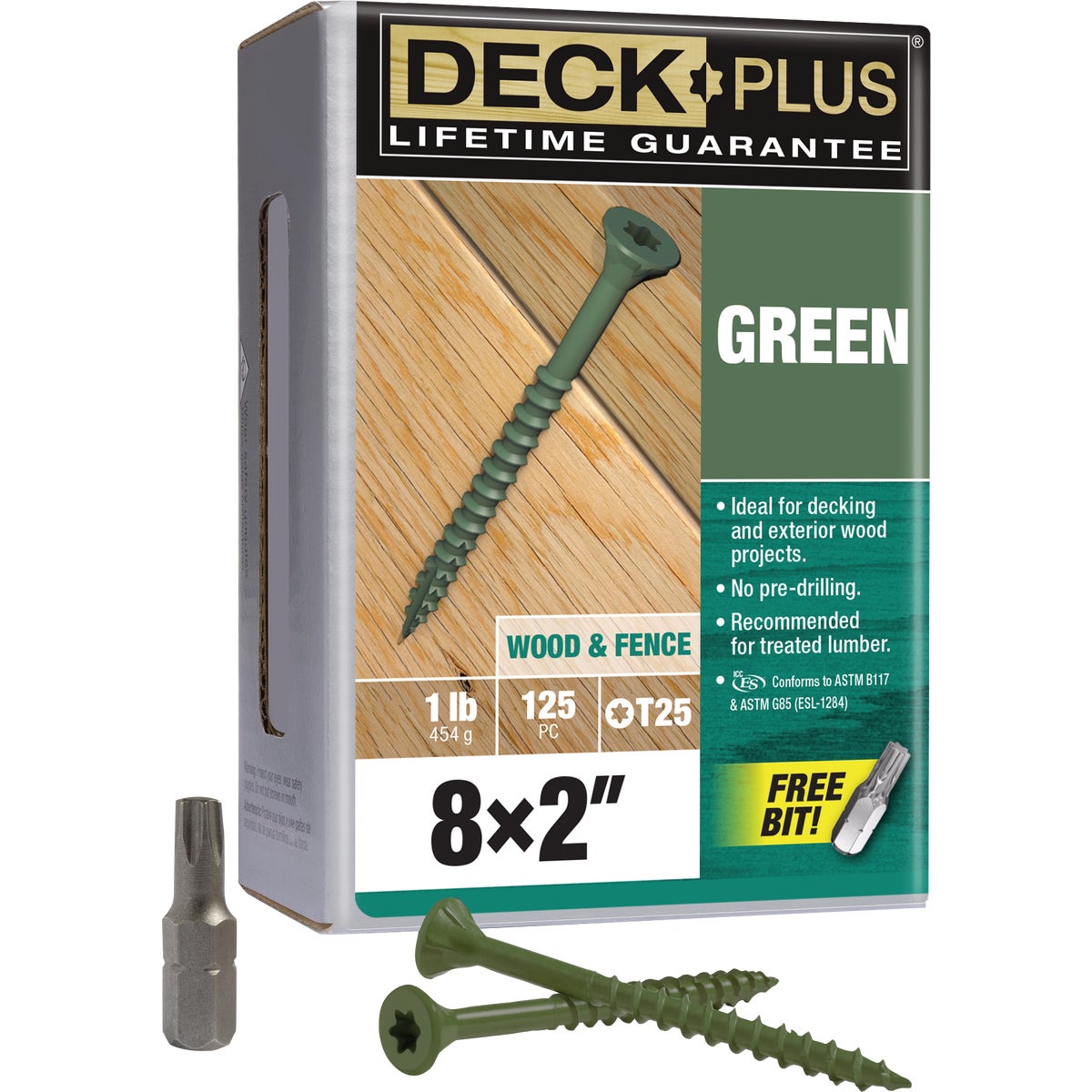 Hillman Deck Plus #8 x 2 In. Green Deck Screw (125-Count)