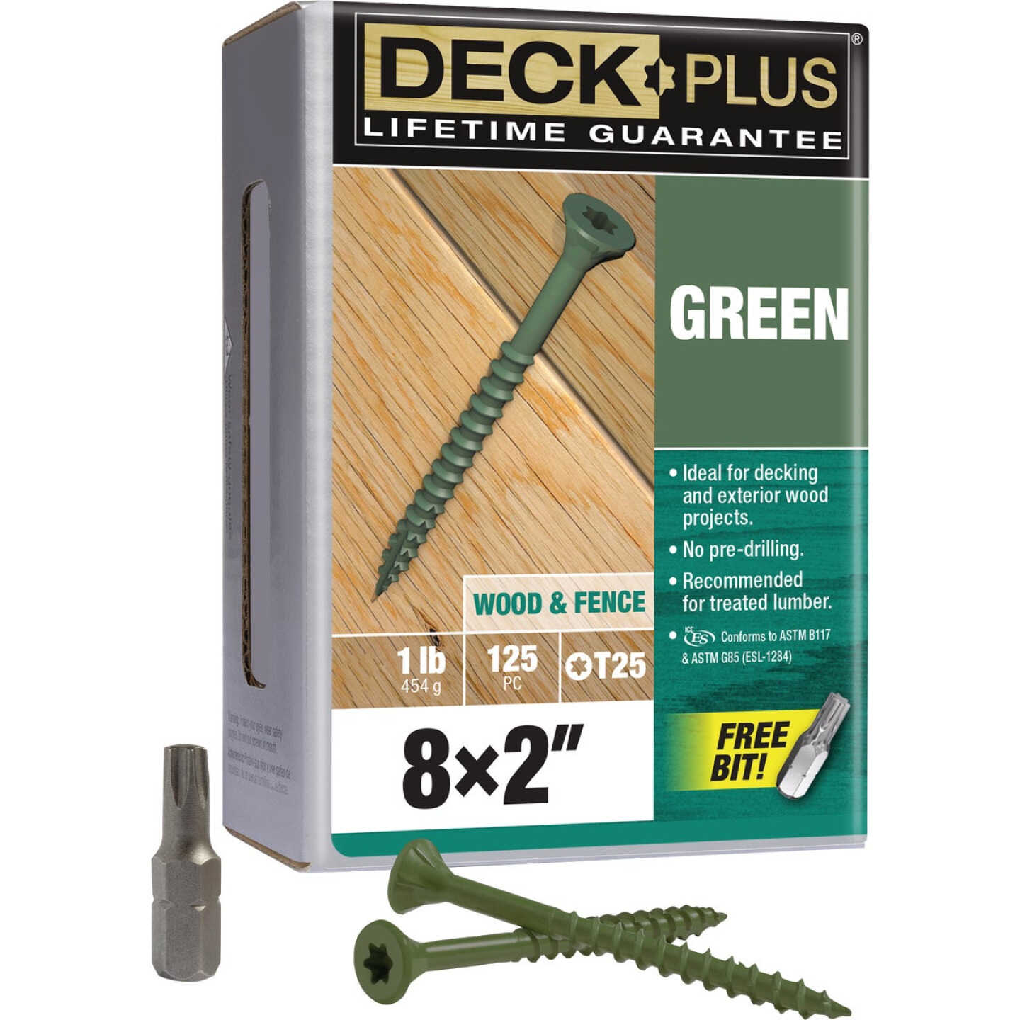 Hillman Deck Plus #8 x 2 In. Green Deck Screw (125-Count) Image 1
