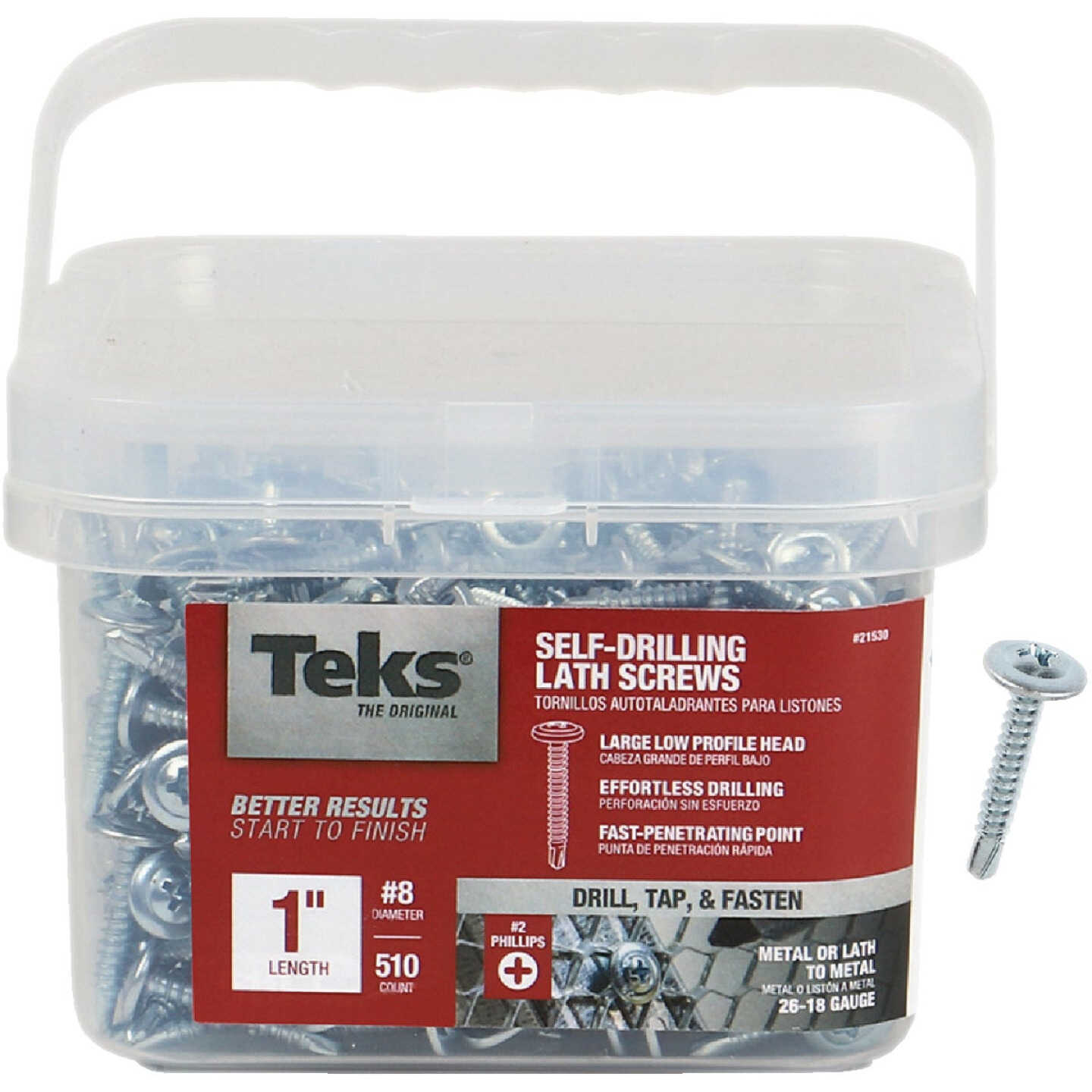 Teks #8 x 1 In. Modified Truss Head Drill Point Lath Screw (510-Count) Image 1