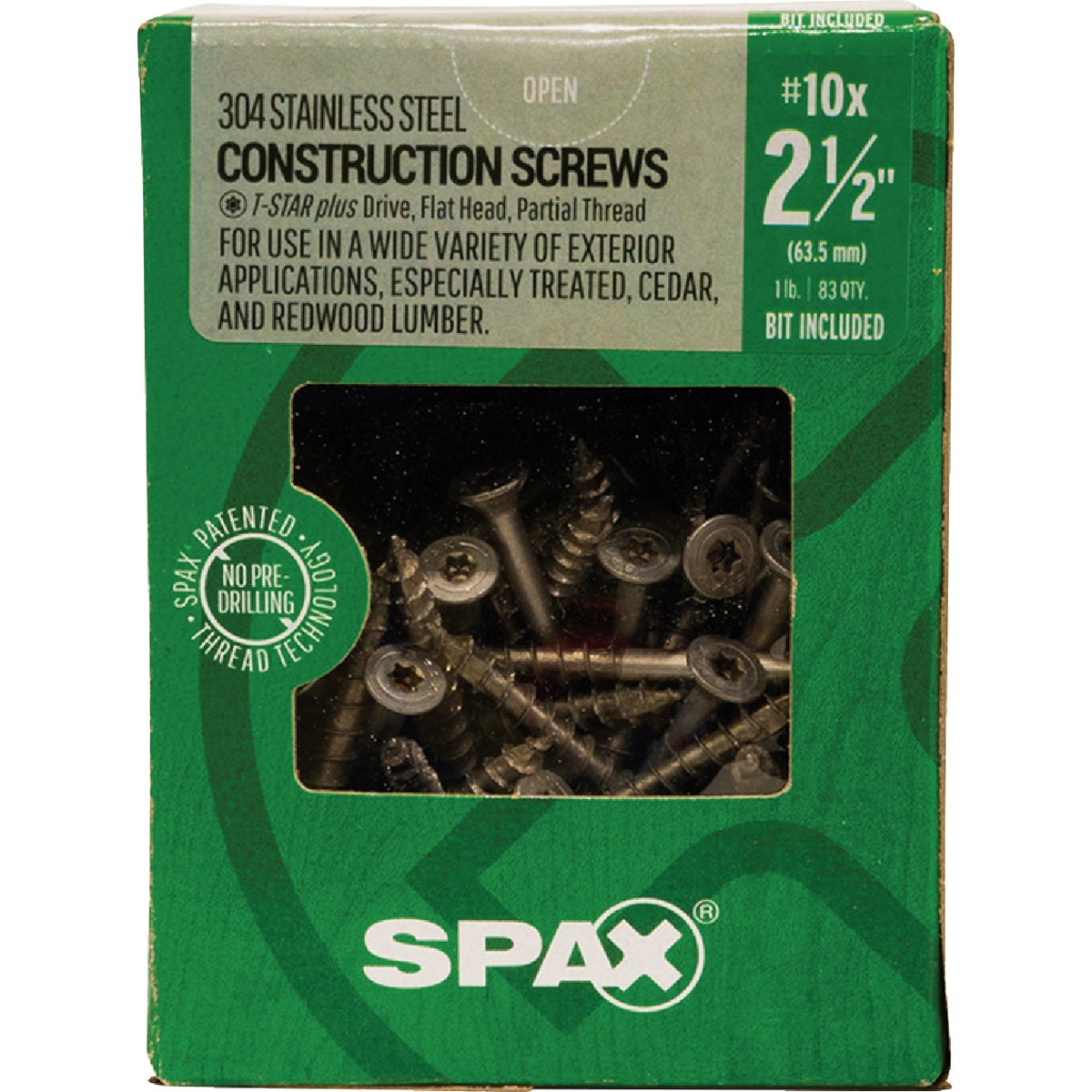 SPAX #10 x 2-1/2 In. T20 Plus Flat Head 304 Stainless Steel (Exterior Rated) Wood Screw (83-Count) Image 3