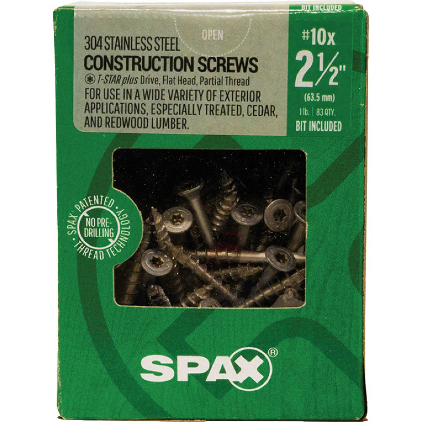 SPAX #10 x 2-1/2 In. T20 Plus Flat Head 304 Stainless Steel (Exterior Rated) Wood Screw (83-Count) Image 3