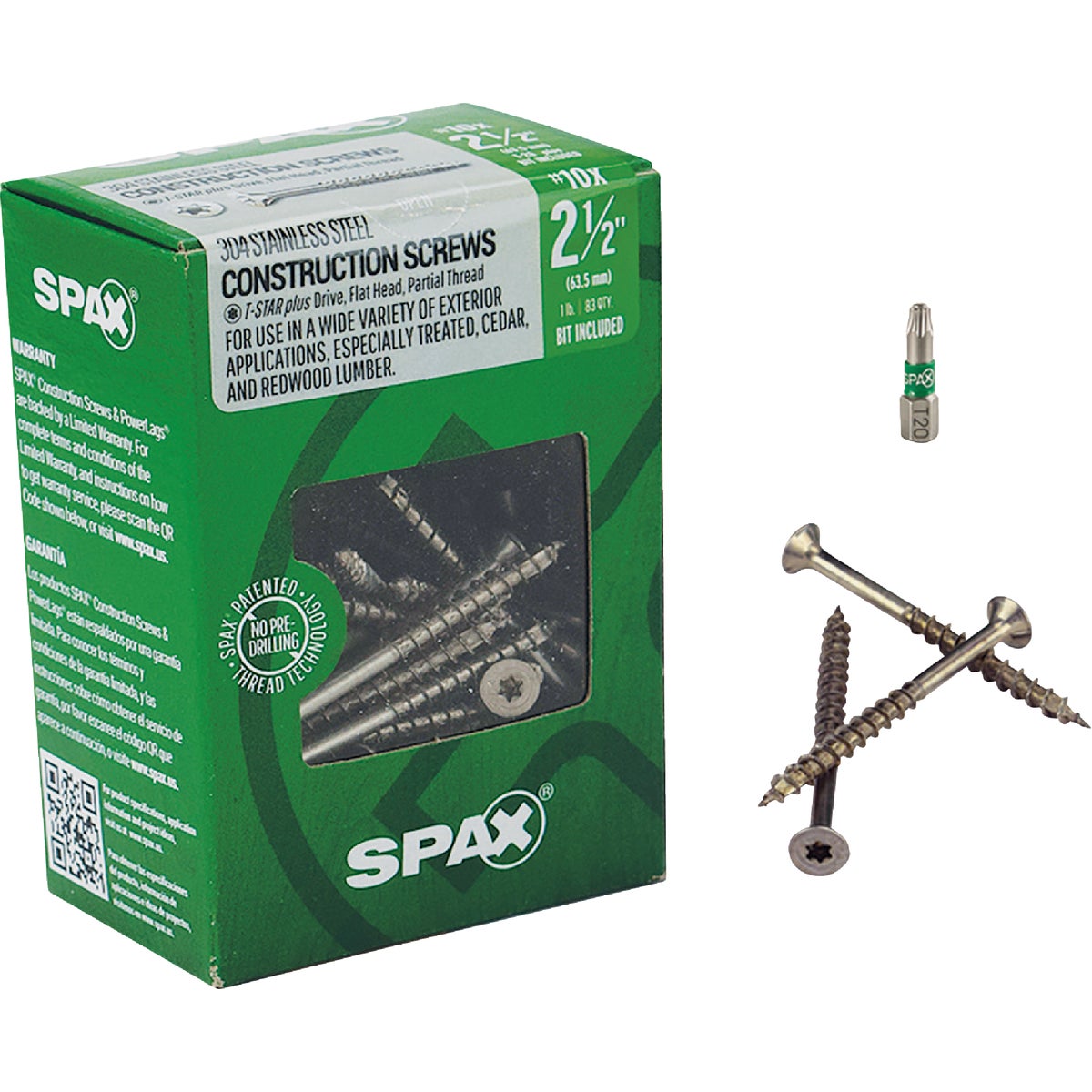 SPAX #10 x 2-1/2 In. T20 Plus Flat Head 304 Stainless Steel (Exterior Rated) Wood Screw (83-Count) Image 5