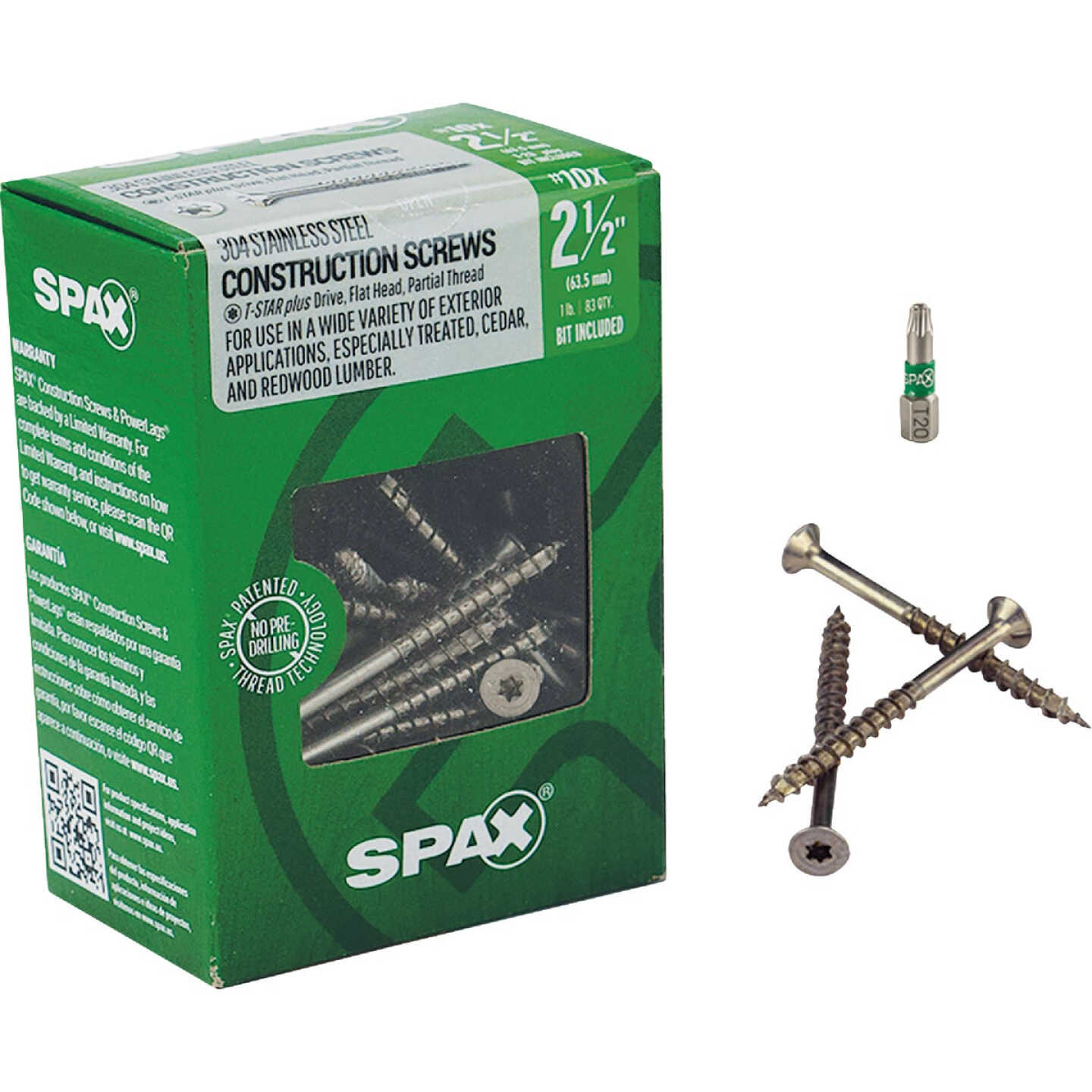 SPAX #10 x 2-1/2 In. T20 Plus Flat Head 304 Stainless Steel (Exterior Rated) Wood Screw (83-Count) Image 5