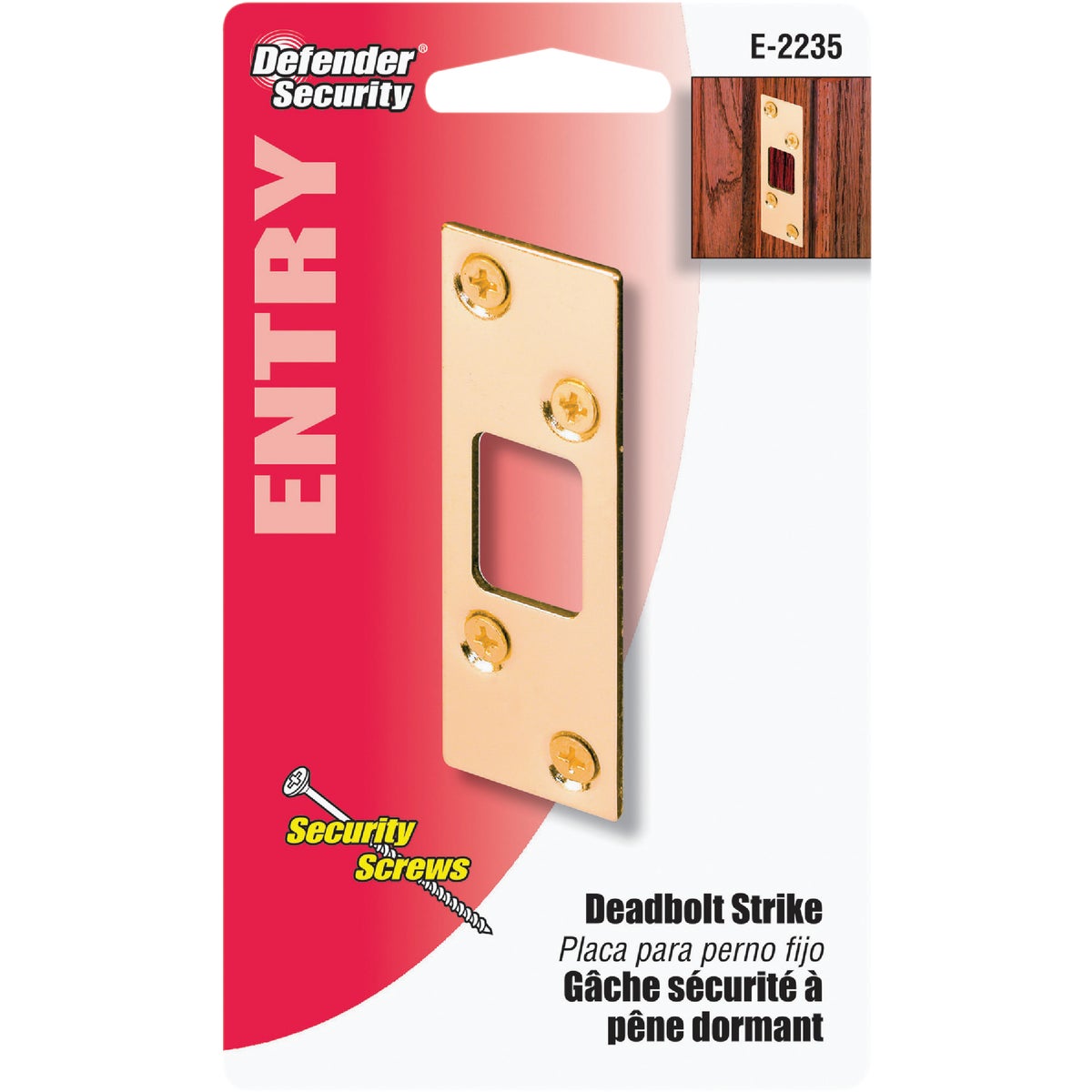 Defender Security Brass 1-1/4 In. Security Strike Plate Image 2