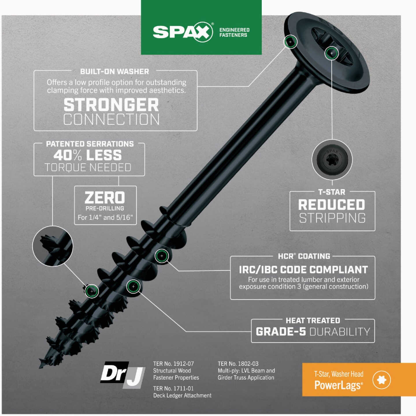 SPAX PowerLags 5/16 In. x 5 In. T40 Washer Head HCR (Exterior Rated) Lag Screw (150-Count) Image 2