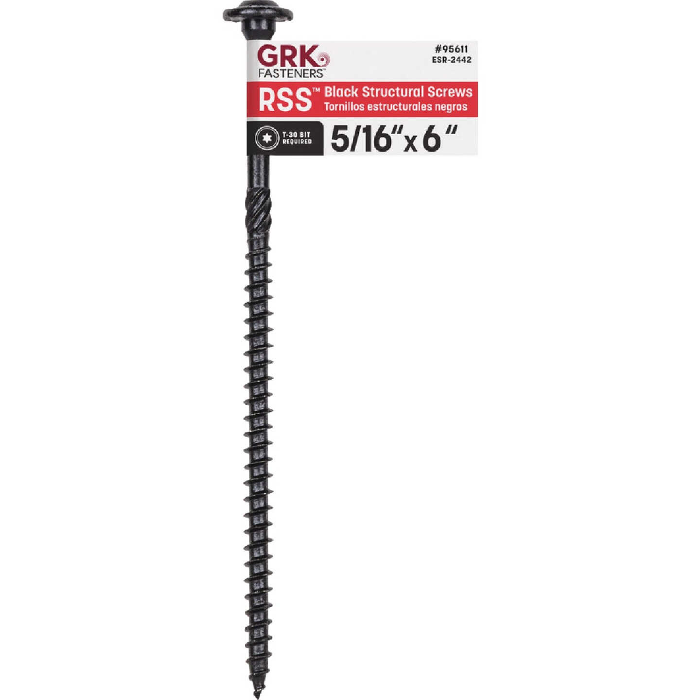 GRK RSS 5/16 In. x 6 In. Star Drive Washer-Head Black Structure Screw Image 1