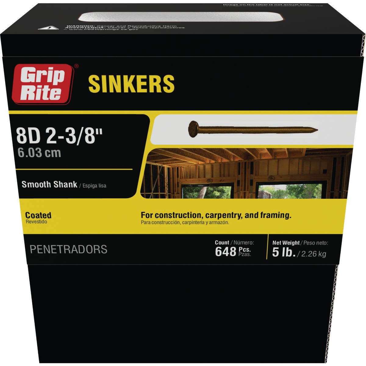Grip-Rite 2-3/8 In. x 11 ga x 8d Coated Sinker Framing Nails (765-Count) Image 2