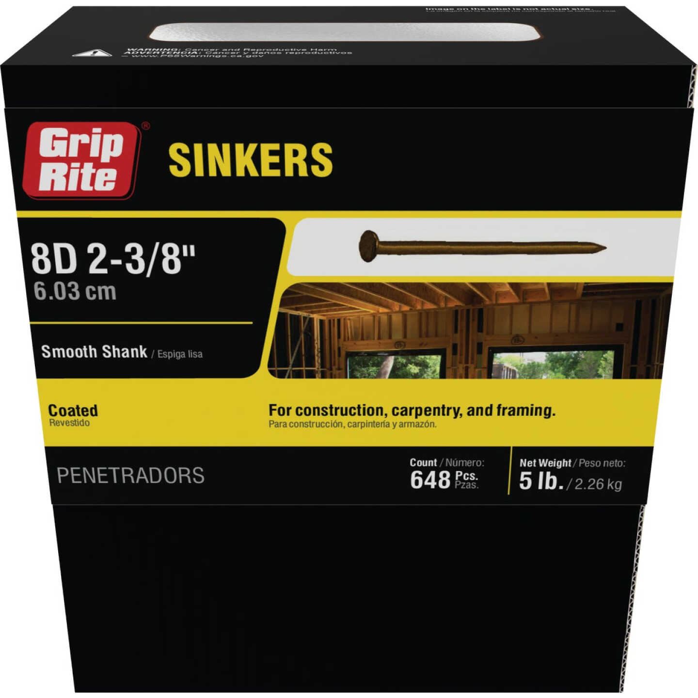 Grip-Rite 2-3/8 In. x 11 ga x 8d Coated Sinker Framing Nails (765-Count) Image 2