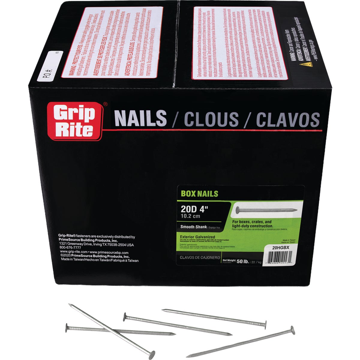 Grip-Rite 4 In. 20d x 9 ga Hot Dipped Galvanized Steel Box Nail (5 Lb.)