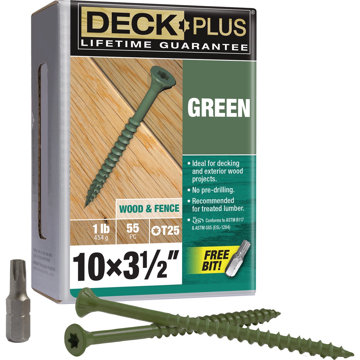 Hillman Deck Plus #10 x 3-1/2 In. Green Deck Screw (55-Count)