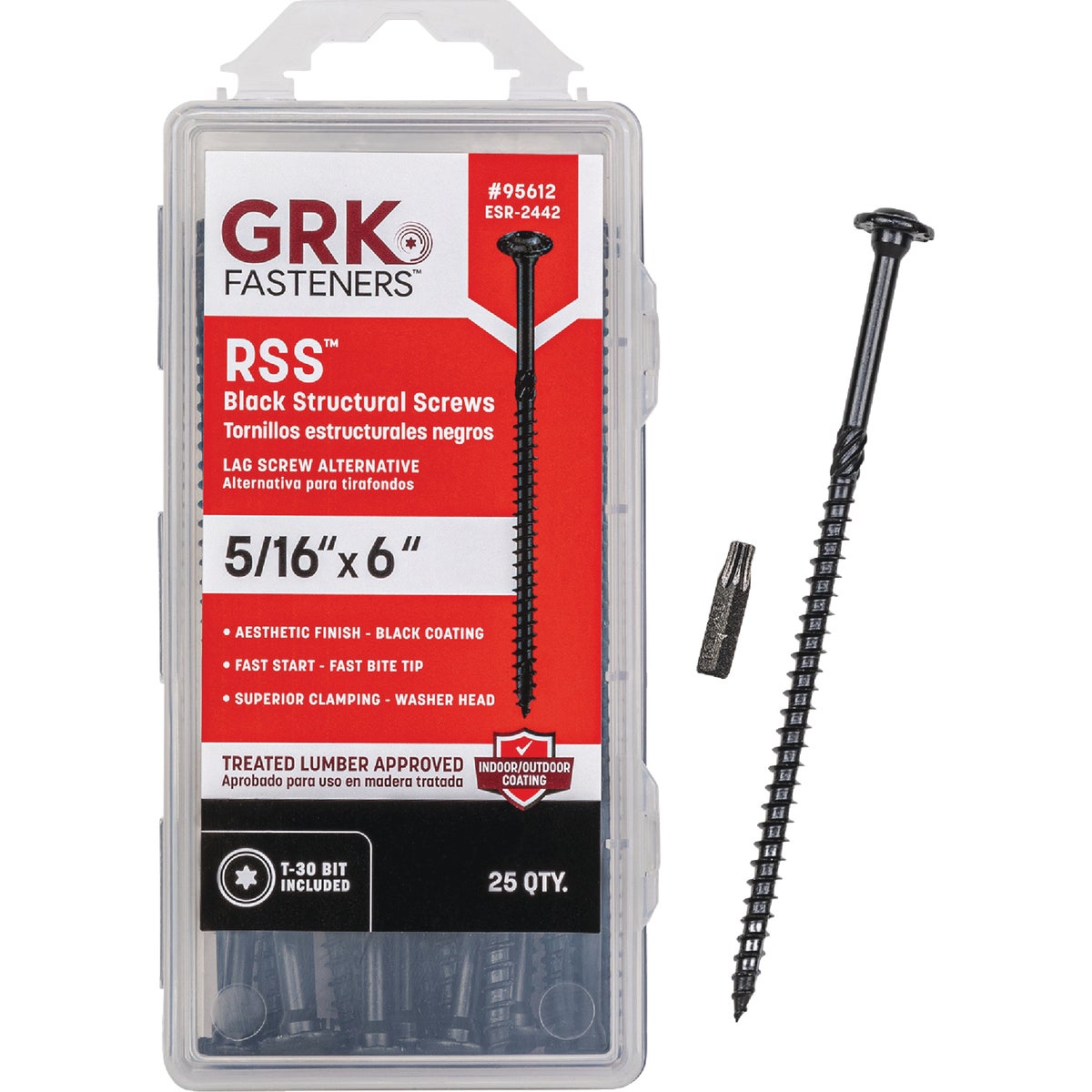 GRK RSS 5/16 In. x 6 In. Star Drive Washer-Head Black Structure Screw (25-Count)