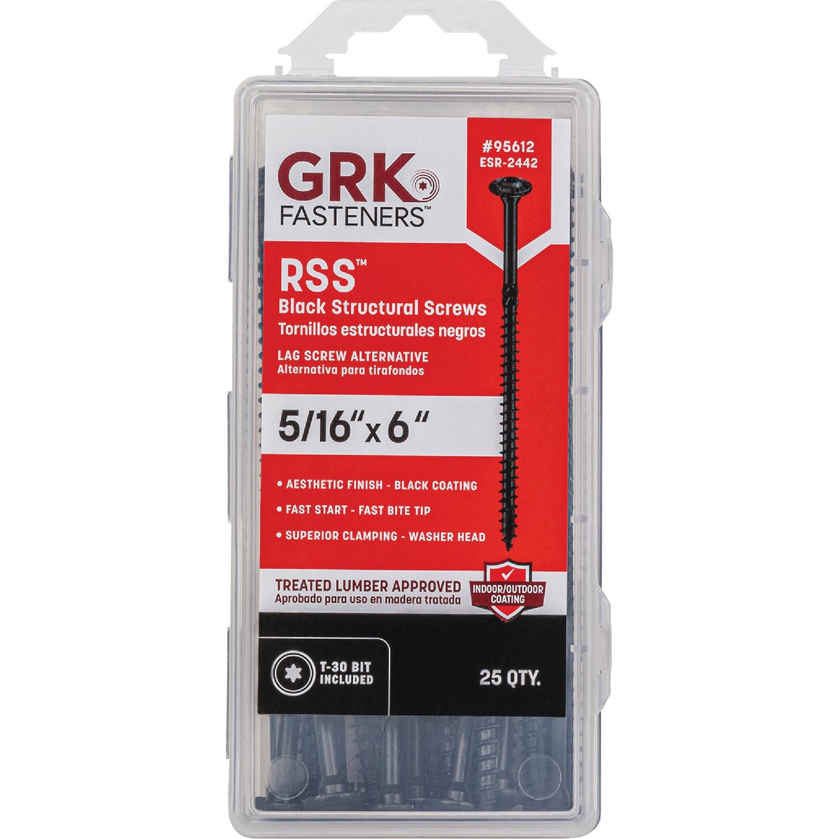 GRK RSS 5/16 In. x 6 In. Star Drive Washer-Head Black Structure Screw (25-Count) Image 2