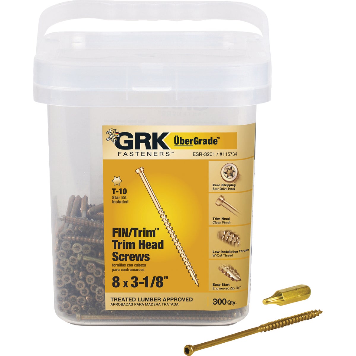 GRK #8 x 3-1/8 In. Star Drive Steel Trim Screw (300-Count) Image 1
