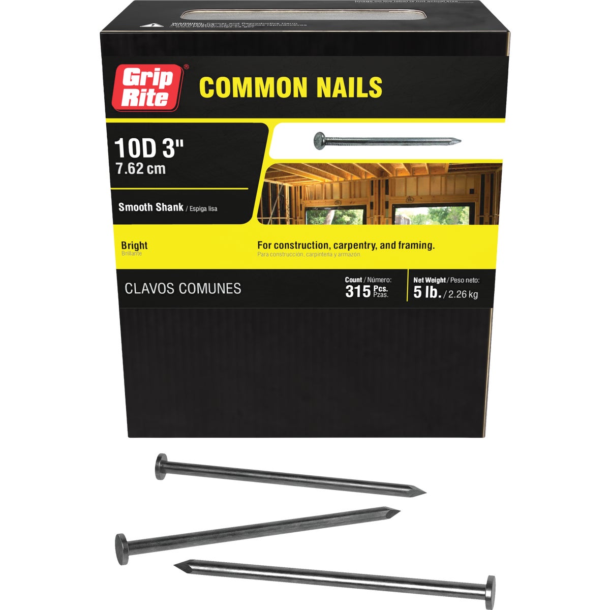 Grip-Rite 3 In. x 9 ga x 10d Bright Common Nails (330-Count) Image 2