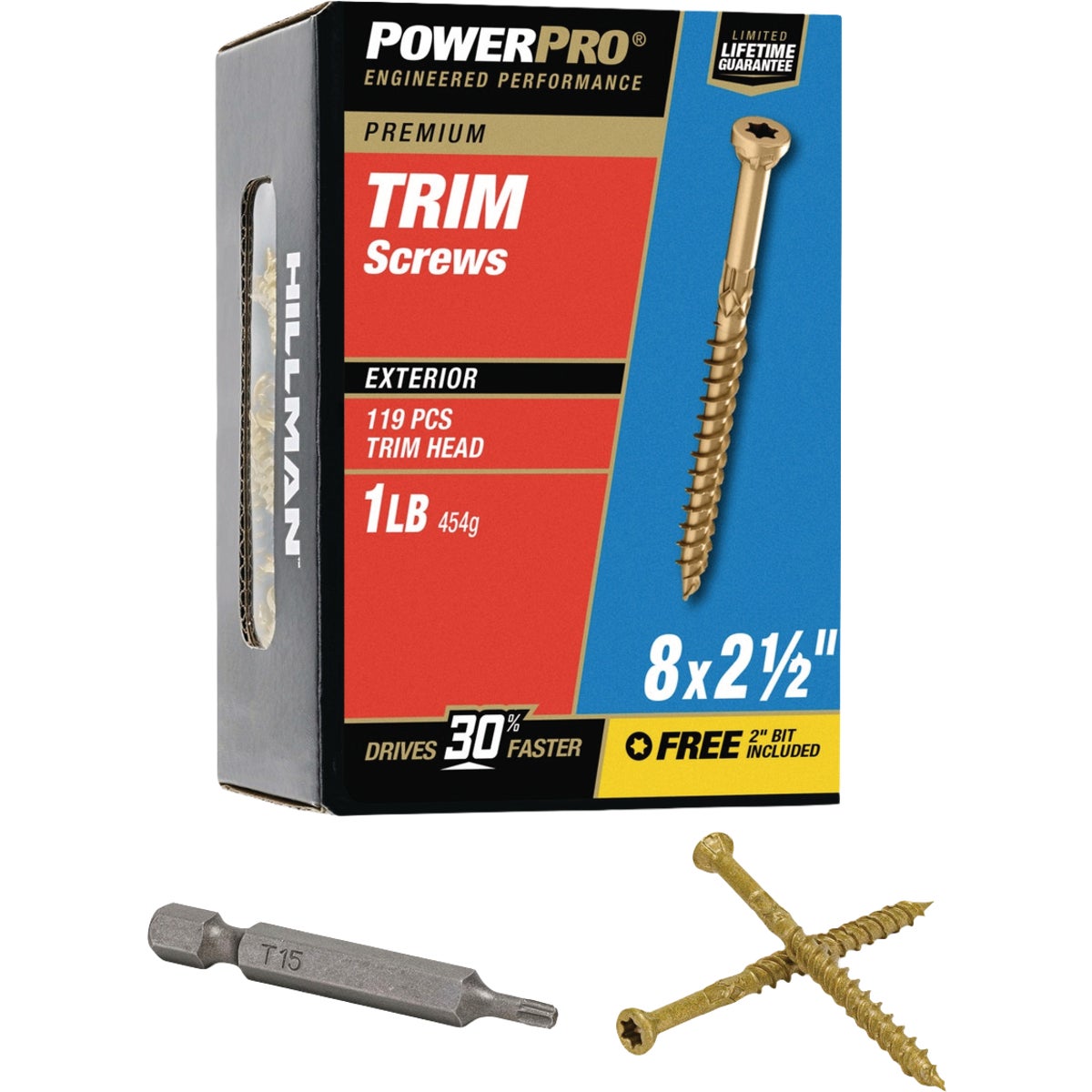 Hillman PowerPro #8 x 2-1/2 In. Premium Bronze Exterior Trim Screw (119-Count)