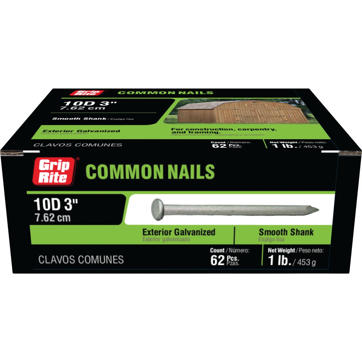 Grip-Rite 3 In. x 9 ga x 10d Hot Galvanized Common Nails (66-Count) Image 2