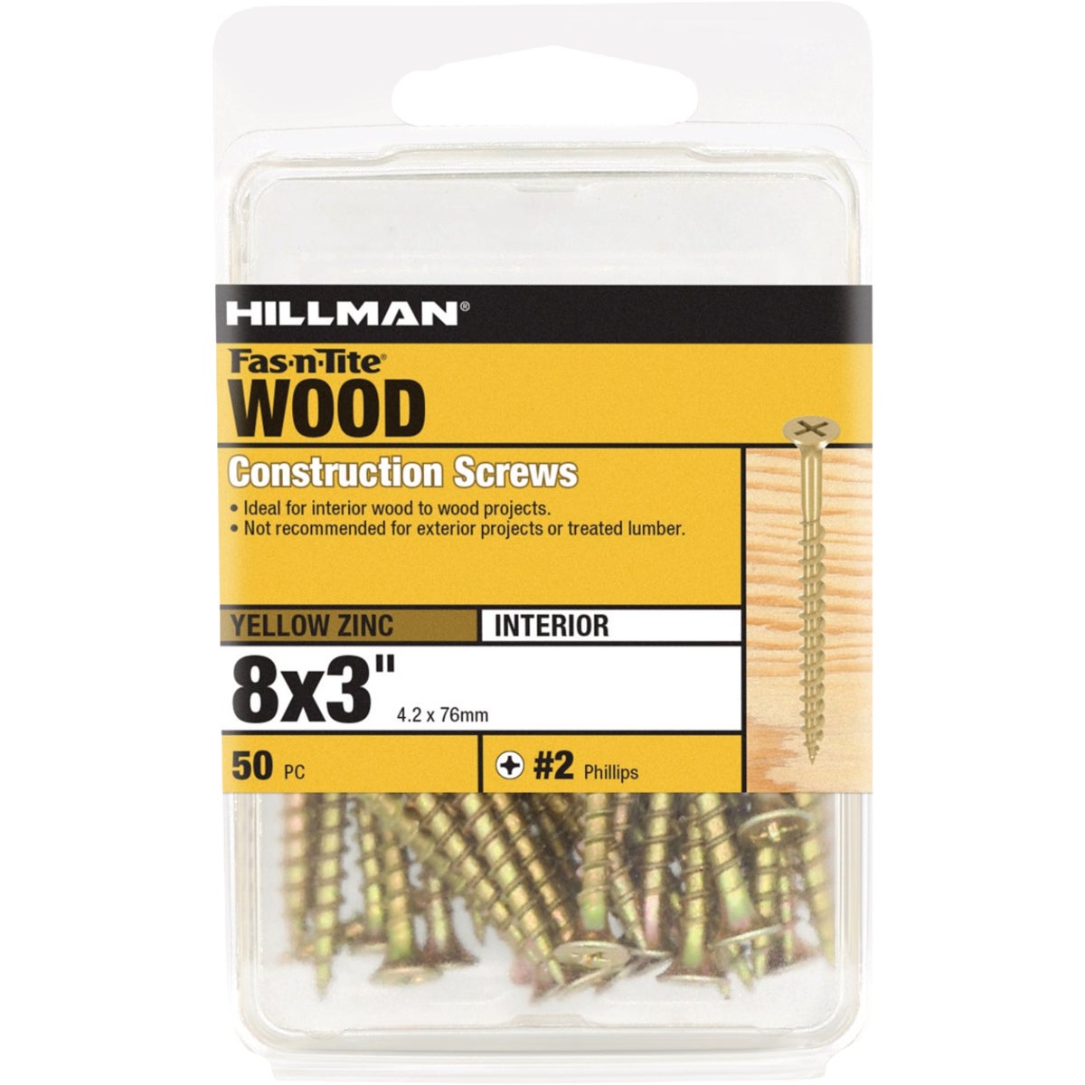 Hillman Fas-n-Tite #8 x 3 In. Phillips Bugle Head Interior Construction Wood Screw (50-Count)