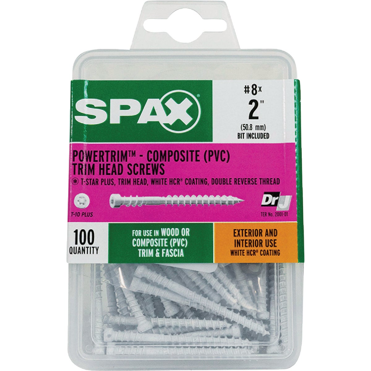 SPAX #8 x 2 In. T10 Plus Cylindrical Head HCR (Exterior Rated) White Trim Screw (100-Count) Image 4