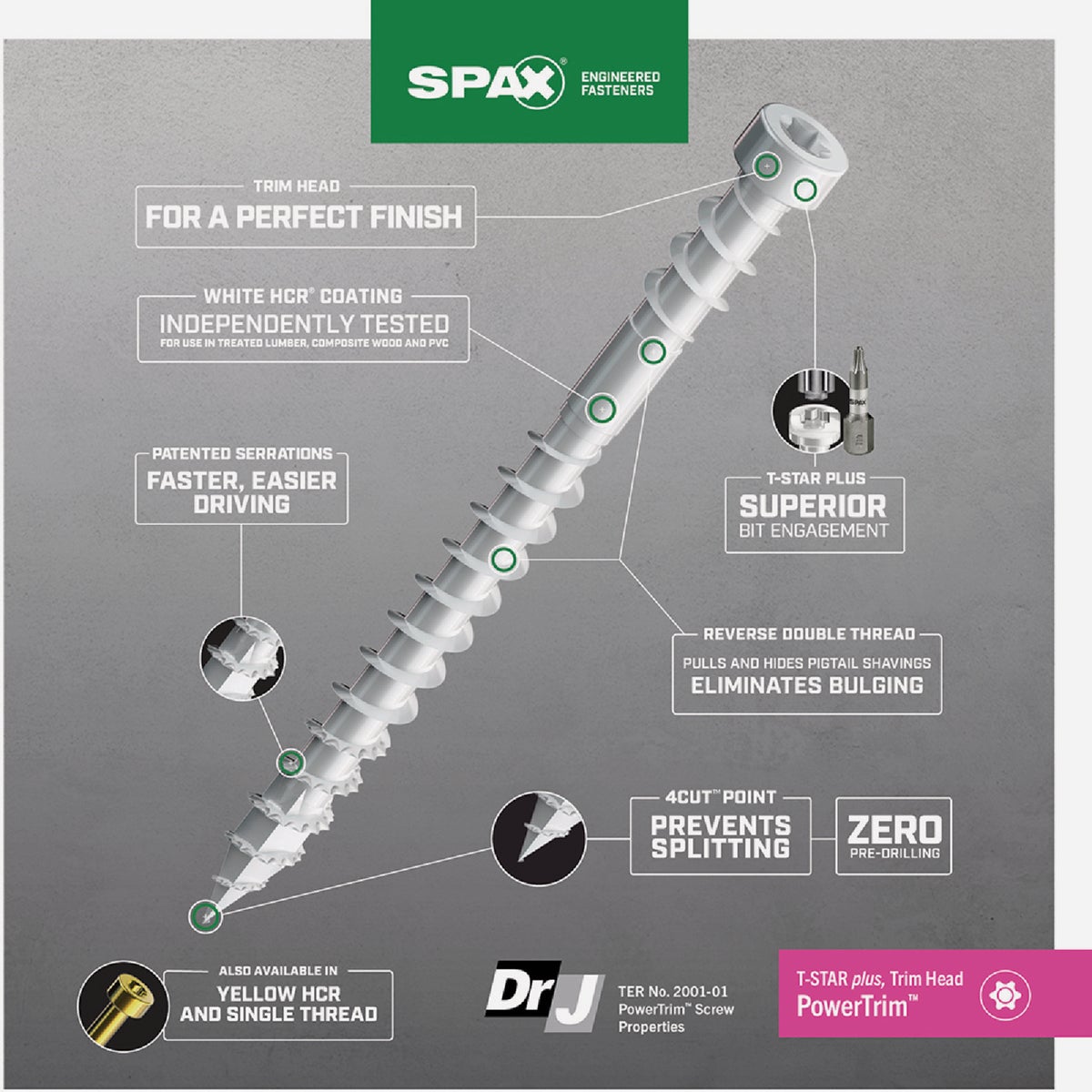 SPAX #8 x 2 In. T10 Plus Cylindrical Head HCR (Exterior Rated) White Trim Screw (100-Count) Image 3