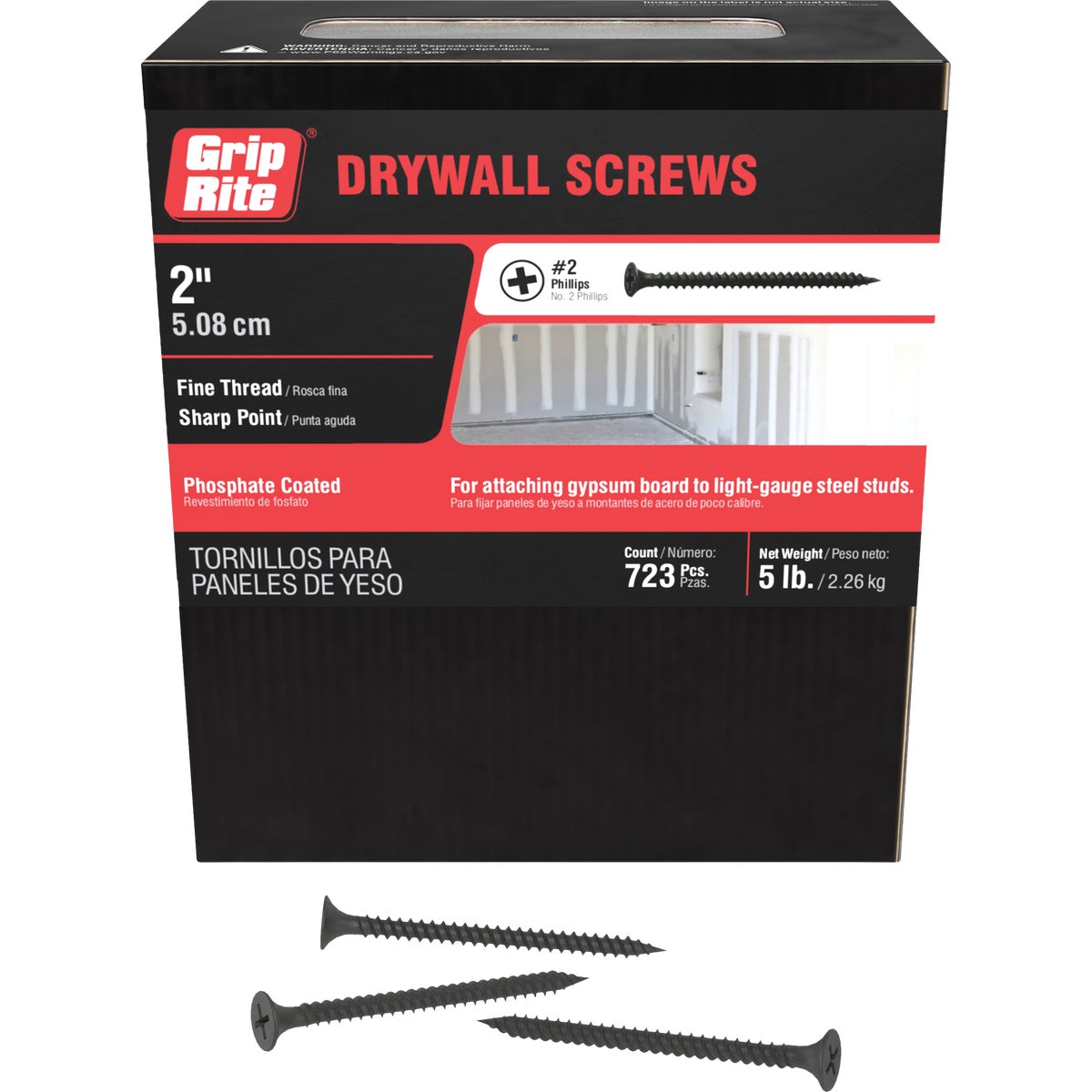 Grip-Rite #6 x 2 In. Fine Thread Multipurpose Drywall Screw (723-Count) Image 1