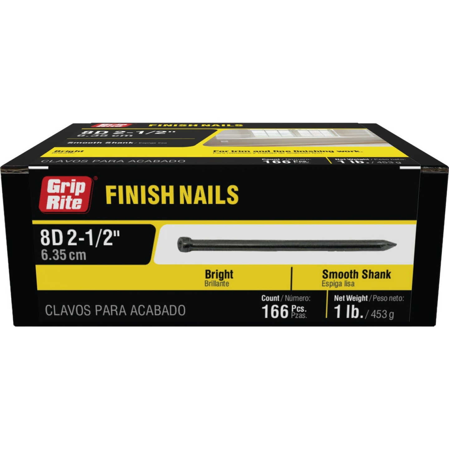 Grip-Rite 2-1/2 In. x 8d Bright Finishing Nails (196-Count) Image 1