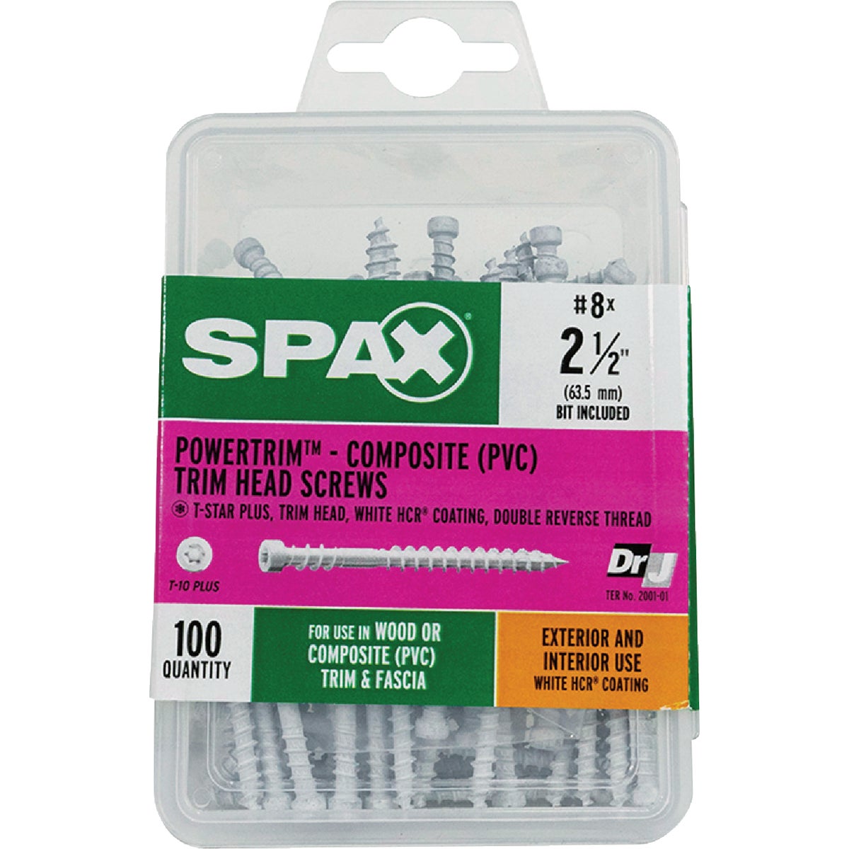 SPAX #8 x 2-1/2 In. T10 Plus Cylindrical Head HCR (Exterior Rated) White Trim Screw (100-Count) Image 4