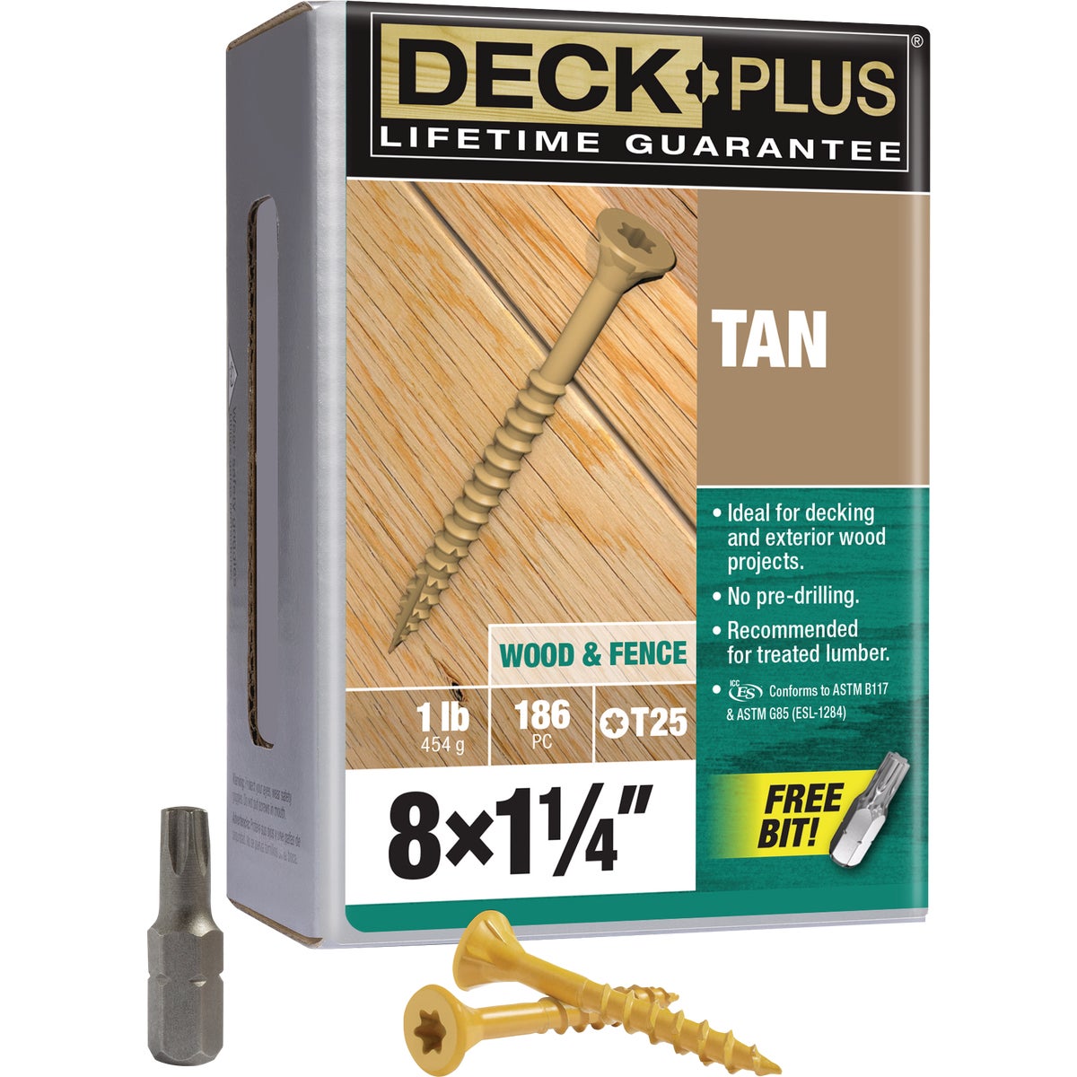 Hillman Deck Plus #8 x 1-1/4 In. Tan Deck Screw (186-Count)