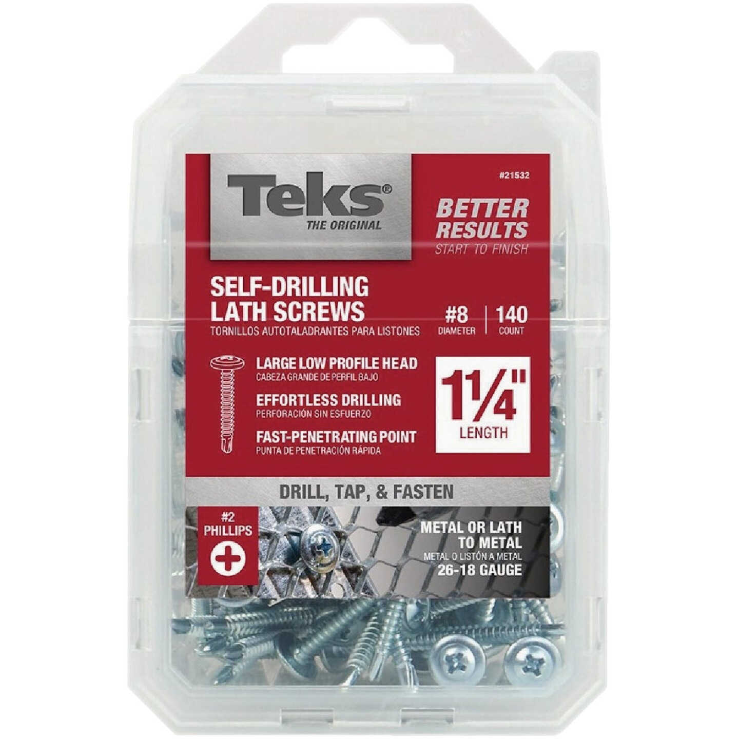 Teks #8 x 1-1/4 In. Modified Truss Head Drill Point Lath Screw (140-Count) Image 1