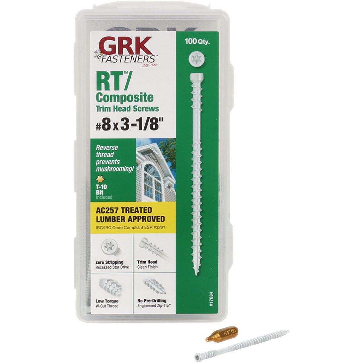GRK RT #8 x 3-1/8 In. Star Drive White Composite Screw (100-Count)