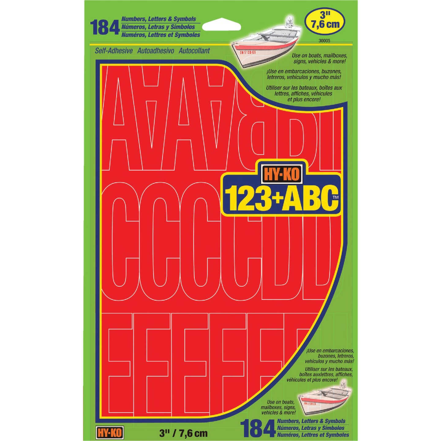 Hy-Ko 3 In. Red Vinyl Letters, Numbers & Symbols (184 Count) Image 1