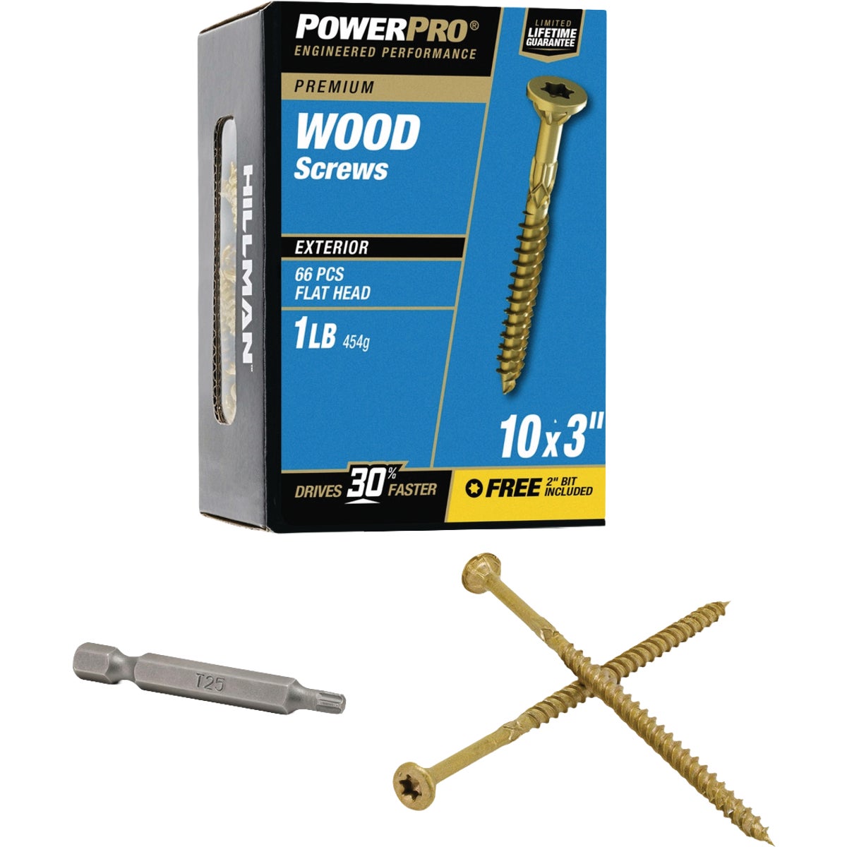 Hillman PowerPro #10 x 3 In. Premium Exterior Wood Screw (66-Count)