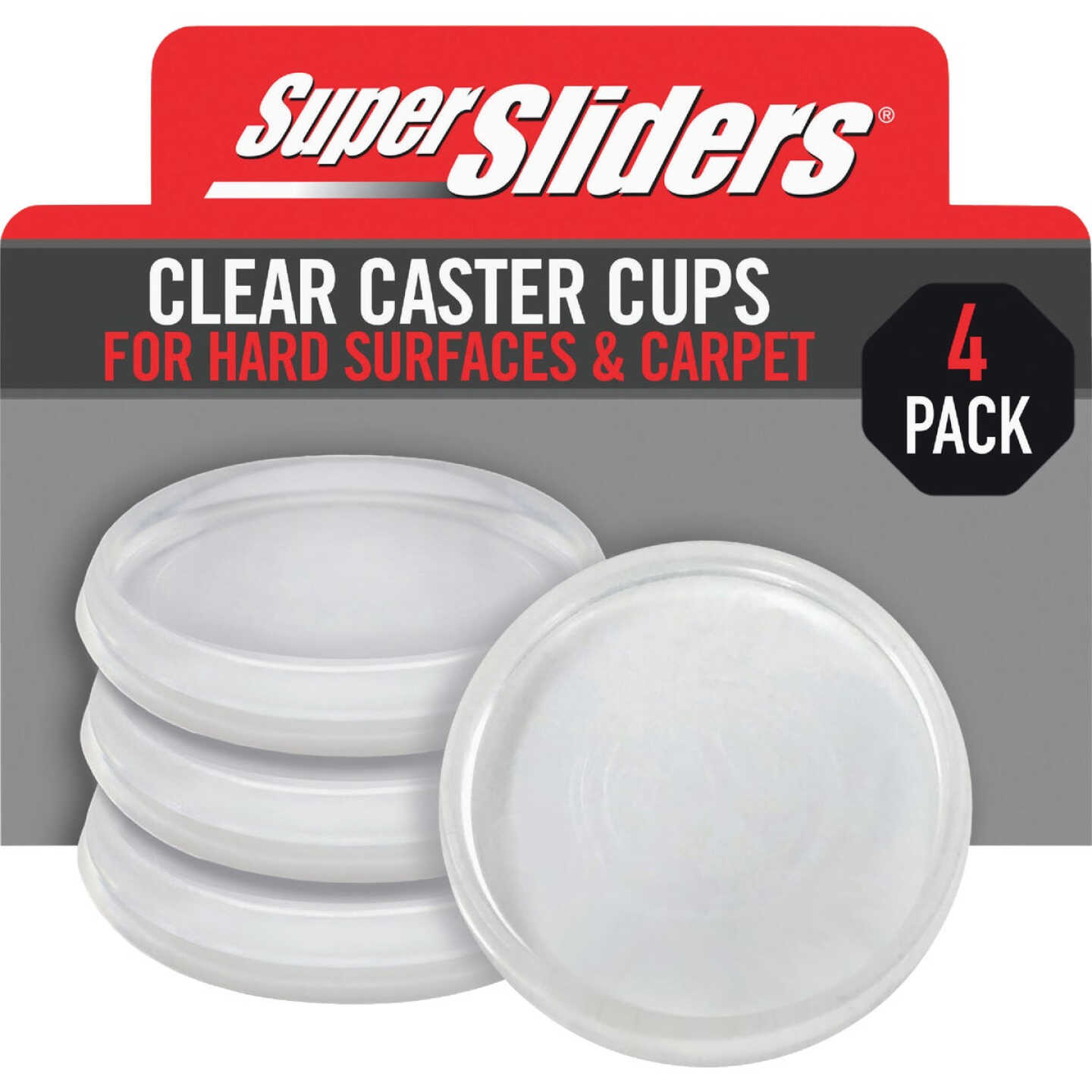 Super Sliders 1-13/16 In. Clear Round Furniture Leg Cup (4-Pack) Image 1