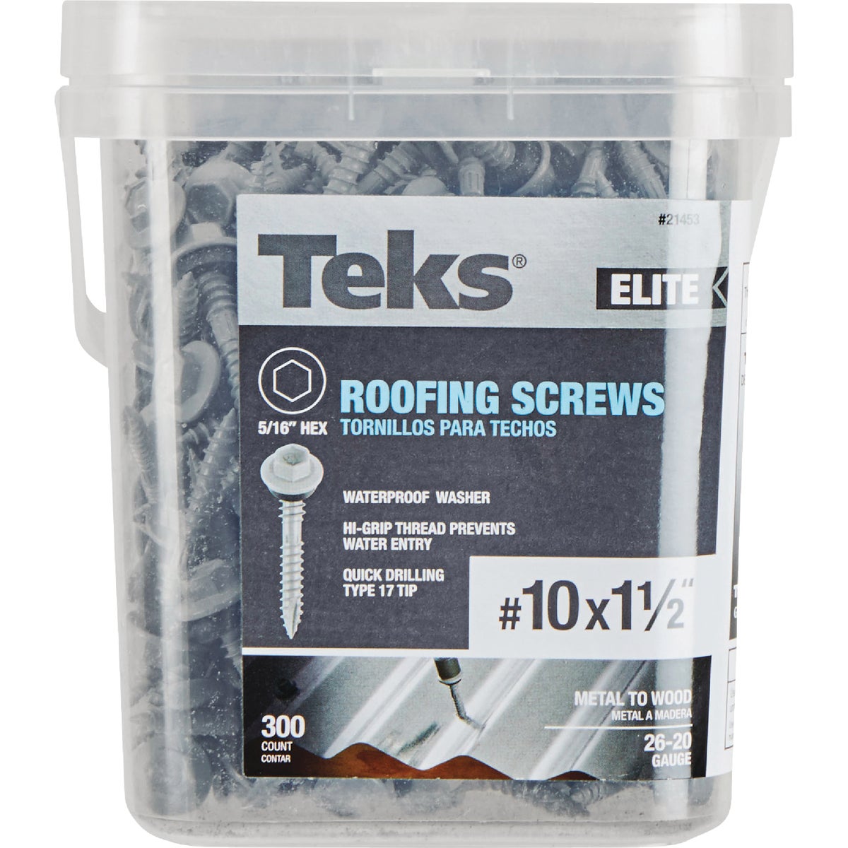 Teks Elite #10 x 1-1/2 In. Hex Washer Head Sharp Point Metal to Wood Roofing Screw (300-Count) Image 3