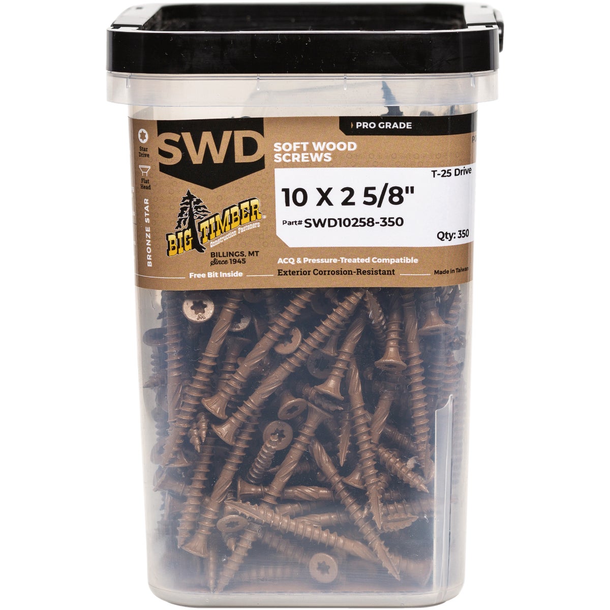 Big Timber #10 x 2-5/8 In. Star Drive Flat Head Soft Wood Screws (350-Count)
